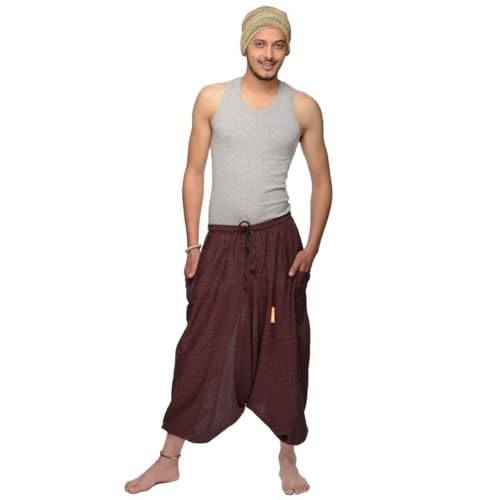 Simandra Singharaja Haremshose Pumphose Aladinhose Pluderhose Yoga Goa Freizeithose Herren Farbe Braun, Größe One Size von Simandra