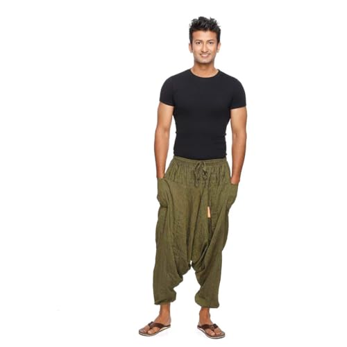 Simandra Singharaja Haremshose Pumphose Aladinhose Pluderhose Yoga Goa Freizeithose Herren Farbe Grün, Größe One Size von Simandra
