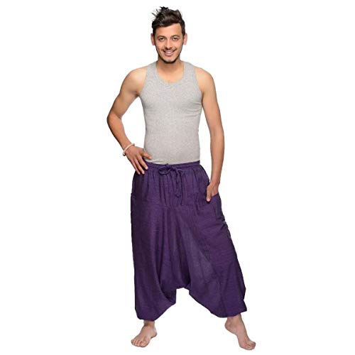 Simandra Singharaja Haremshose Pumphose Aladinhose Pluderhose Yoga Goa Freizeithose Herren Farbe Lila, Größe One Size von Simandra