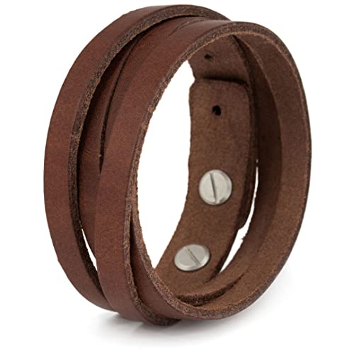 Simaru Lederarmband Herren aus Premium Leder Made in Germany, Männer Armband größenverstellbar in schwarz, braun oder Hellbraun (Braun) von Simaru