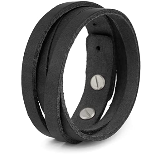 Simaru Lederarmband Herren aus Premium Leder Made in Germany, Männer Armband größenverstellbar in schwarz, braun oder Hellbraun (Schwarz) von Simaru