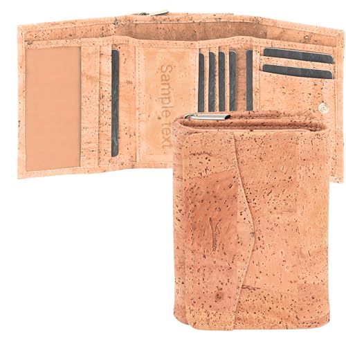 Simaru Damen Geldbörse aus Kork – Vegan & Nachhaltig – RFID-geschütztes Portemonnaie für 9+ Karten, Scheine & Münzen – Personalisierbar mit Gravur -Name, Land von Simaru