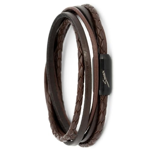 Simaru Echtleder- /Wickelarmband für Damen & Herren mit Magnetverschluss ((39cm - M), Braun) von Simaru