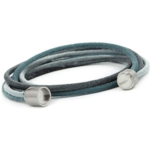Simaru Echtleder-/Wickelarmband für Damen & Herren mit Magnetverschluss ((M - 39cm), Grau balboa) von Simaru