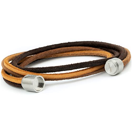 Simaru Echtleder-/Wickelarmband für Damen & Herren mit Magnetverschluss ((XL - 43cm), Hellbraun chivay) von Simaru