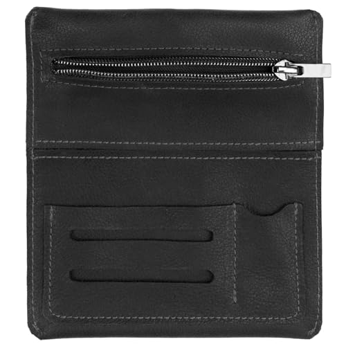 Simaru Federmäppchen Börse aus Leder, Fach mit Metall-Reißverschluss, Austauschbarer Verschlusssbänder, italienisches Leder von Simaru