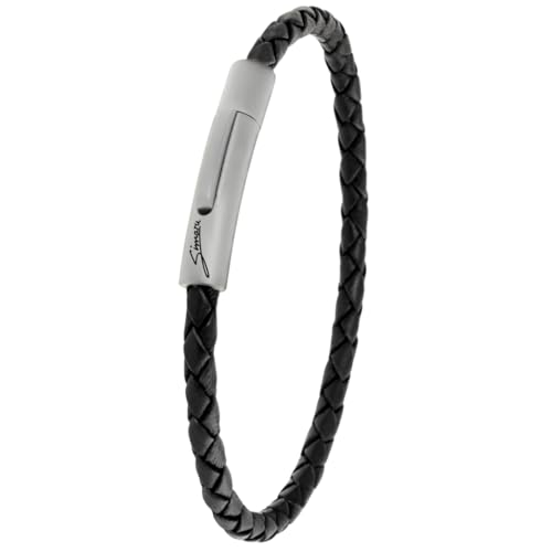 Simaru Lederarmband, 4mm geflochten für Frauen & Männer, Echtleder-Armband mit Edelstahl Hakenverschluss, Premium-Qualität Made in Germany ((20cm Lenght - M), Schwarz) von Simaru