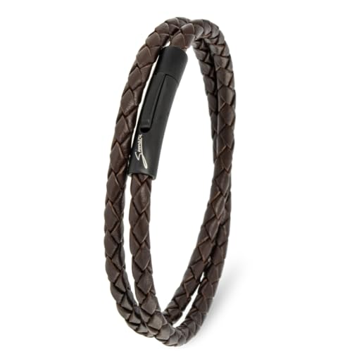 Simaru Lederarmband, 4mm geflochten zum Wickeln für Frauen & Männer, Echtleder-Wickelarmband mit Edelstahl Hakenverschluss, Premium-Qualität ((39cm Lenght - M), Braun) von Simaru