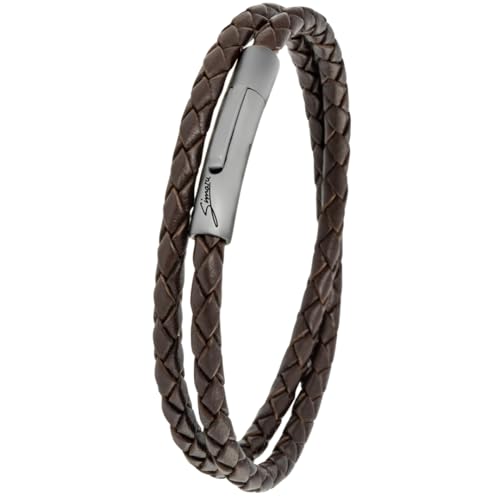Simaru Lederarmband, 4mm geflochten zum Wickeln für Frauen & Männer, Echtleder-Wickelarmband mit Edelstahl Hakenverschluss, Premium-Qualität ((41cm Lenght - L), Braun) von Simaru