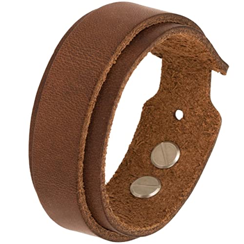 Simaru Lederarmband Damen & Herren - 25mm breit, pflanzlich gegerbtes Echtleder, robuste Schraubniete, allergikerfreundlich von Simaru