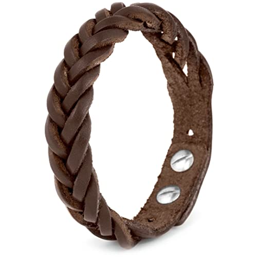 Simaru Lederarmband Herren, echtes Leder pflanzlich gegerbt, Geflochtenes Herrenarmband, Armband für Männer größenverstellbar (braun) von Simaru