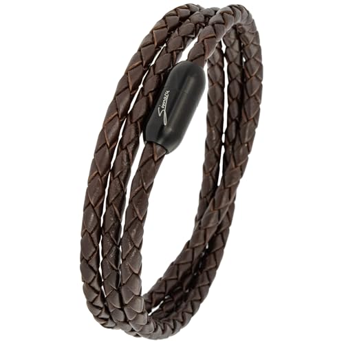 Simaru Lederarmband Made in Germany, Wickelarmband geflochten, Premium Leder aus Katalonien mit Magnetverschluss, wasserfest & hautverträglich 4mm Simaru Lederarmband Made in Germany, Wickelarmband geflochten, Premium Leder aus Katalonien mit Magnetverschluss, wasserfest & hautverträglich 4mm von Simaru