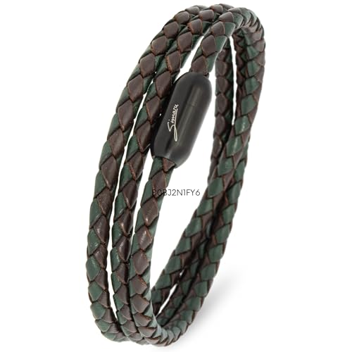 Simaru Lederarmband Made in Germany, Wickelarmband geflochten, Premium Leder aus Katalonien mit Magnetverschluss, wasserfest & hautverträglich 4mm Simaru Lederarmband Made in Germany, Wickelarmband geflochten, Premium Leder aus Katalonien mit Magnetverschluss, wasserfest & hautverträglich 4mm von Simaru