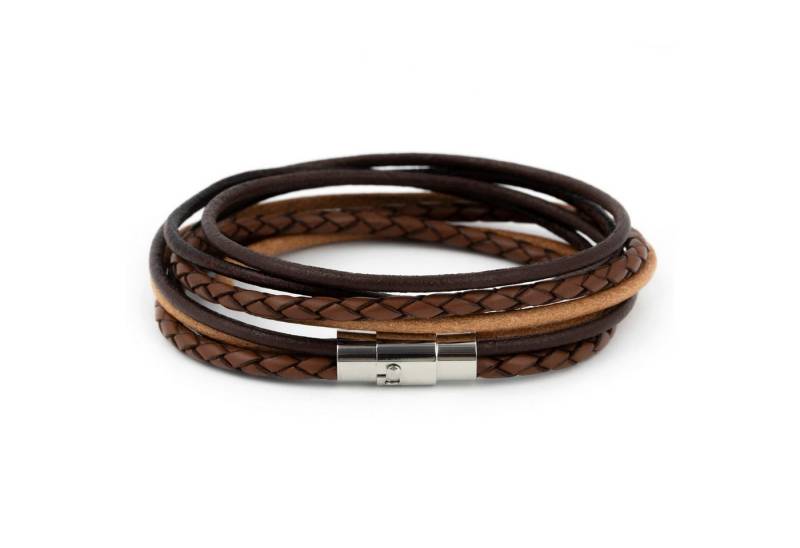 Simaru Lederarmband Made in Germany Leder Armband Herren (Echtes Leder, Handgefertigt, Starker Edelstahlverschluss, perfektes Schmuck Geschenk), Modell Cajamarca Premium Wickelarmband schwarz und braun von Simaru