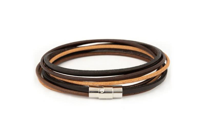 Simaru Lederarmband Made in Germany Leder Armband Herren (Echtes Leder, Handgefertigt, Starker Edelstahlverschluss, perfektes Schmuck Geschenk), Modell Cutervo Premium Wickelarmband schwarz und braun von Simaru