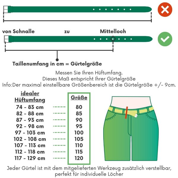 Simaru NIZZA Ledergürtel 3,5cm aus pflanzlich gegerbtem Naturleder - EU von Simaru