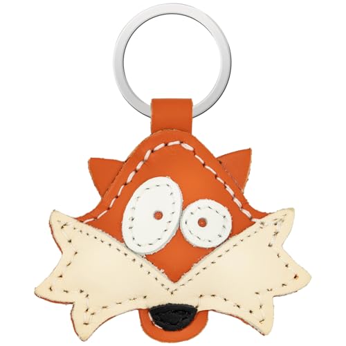 Simaru Tierisch starke Schlüsselanhänger aus hochwertigem Echtleder, Made in EU,Perfekt für Weihnachten Geburtstag Jahrestag, Finde dein Lieblingstier (Fox) von Simaru