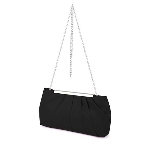 Simcat Abend-Clutch-Geldbörse für Damen, elegante Hochzeits-Handtasche mit abnehmbarer Kette, Bankett-Geldbörse für Abschlussball, Cocktail-Party, Schwarz von Simcat