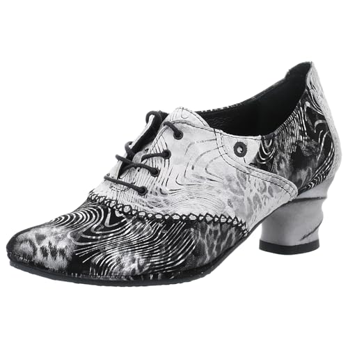 Damen Hochfrontpumps von Simen in Grau mit Schnürung und Echtleder. grau/schwarz Gr. 38 von Simen