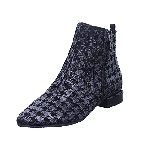 SIMEN Damen Stiefelette 4078A-9OJ Leder Seitenreißverschlüsse Atmungsaktiv Elastisch Gefüttert Leicht Musterung Grau (Grey) Größe 41 EU von Simen