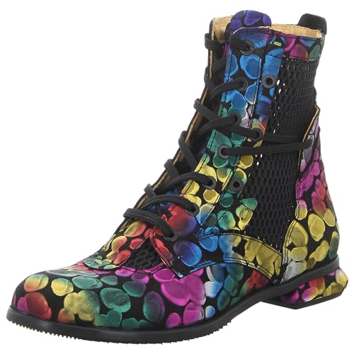 Simen Damen Schnürstiefeletten/Stiefeletten Mehrfarbig Leder-Textil.Mix, Größe:37, Farbauswahl:multicolor von Simen