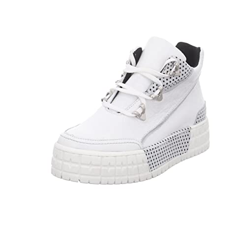 Simen Damen Sneaker Schuhe Plateau Sneaker Glattleder Sport Halbschuhe Uni weiß geschnürt Plateau reißverschluss von Simen