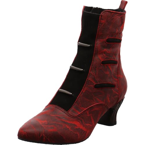 Damen Stiefelette von Simen in Rot mit Schwarz aus Echtleder und Trichterabsatz. rot Gr. 38 von Simen