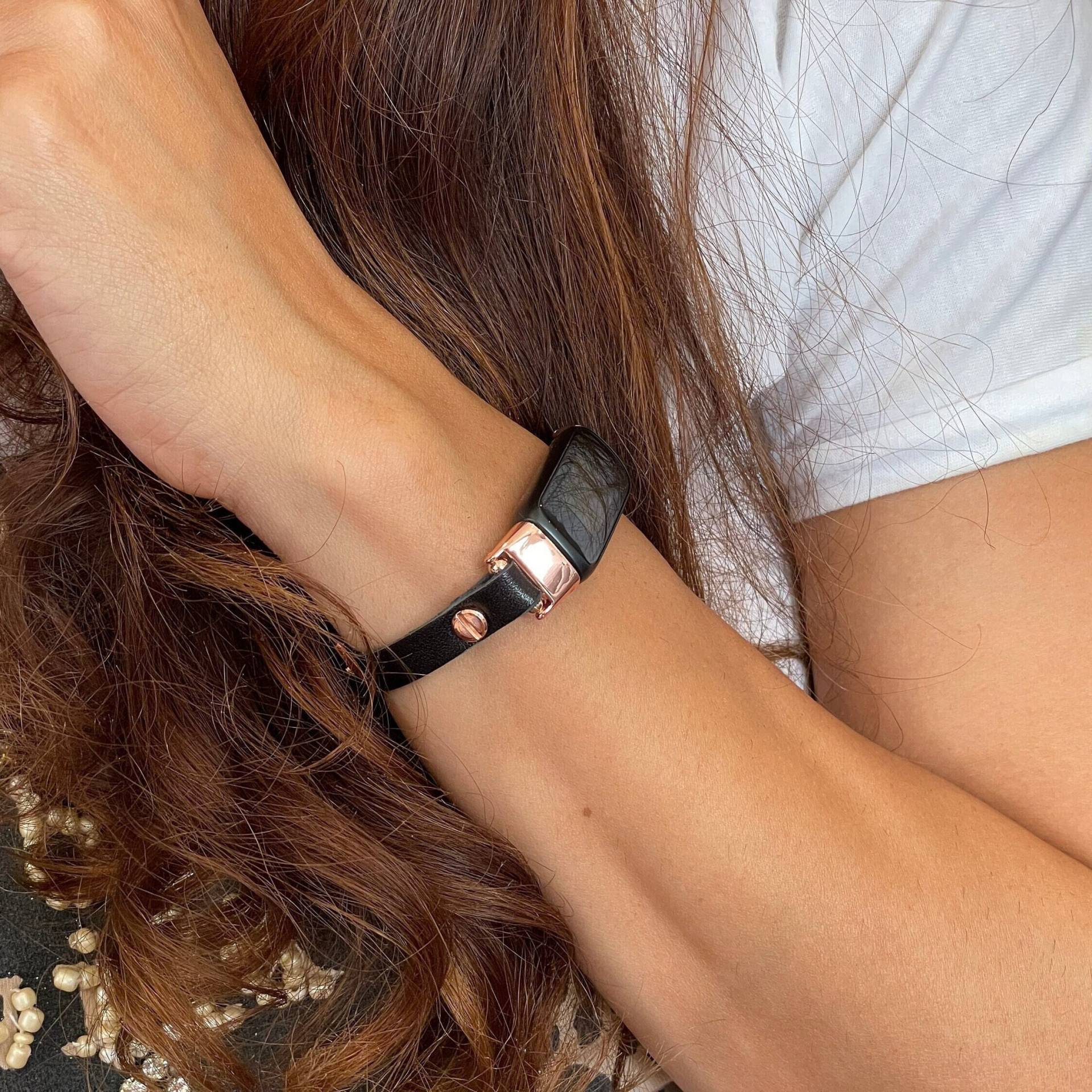 Edel Schwarz Leder Fitbit Luxe Band Roségold Armband, Slim Frau Formelle Strap Schmuckband, Muttertagsgeschenk Edel Schwarz Leder Fitbit Luxe Band Roségold Armband, Slim Frau Formelle Strap Schmuckband, Muttertagsgeschenk von SimeonDJewelry