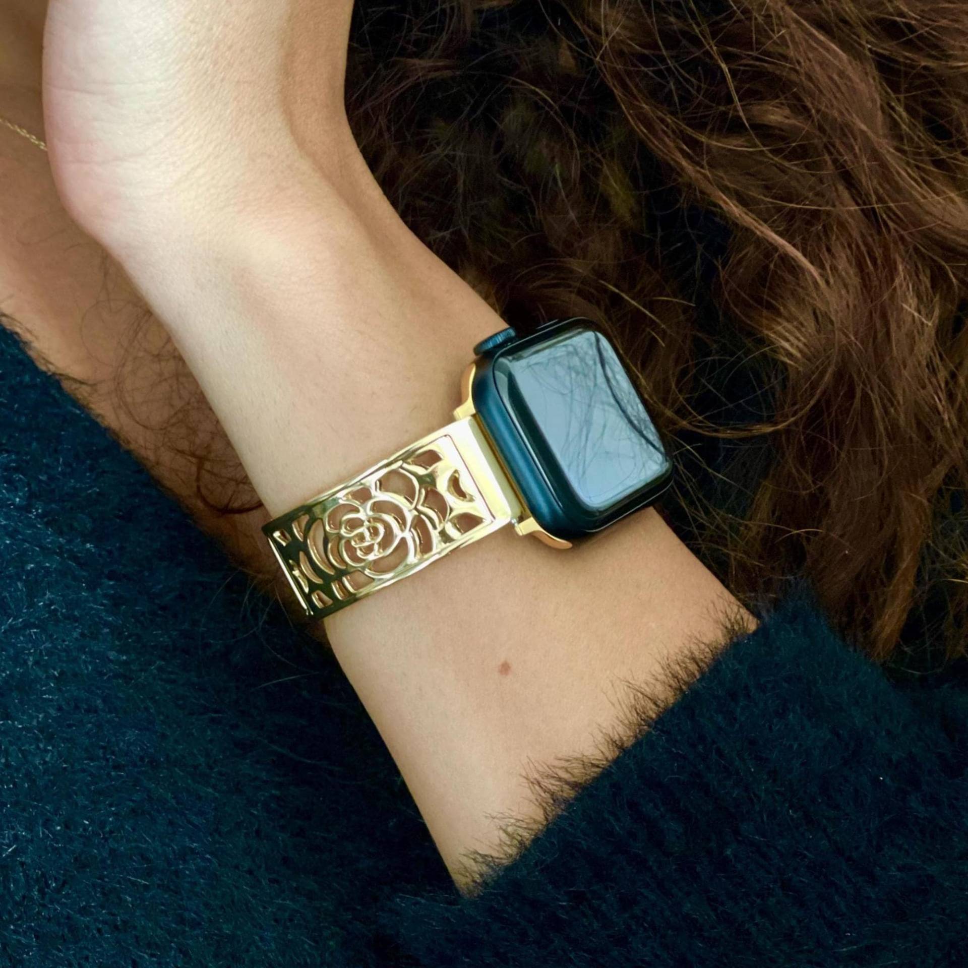 Gold Apple Watch Armband Charm Verstellbar Links Armreif von SimeonDJewelry