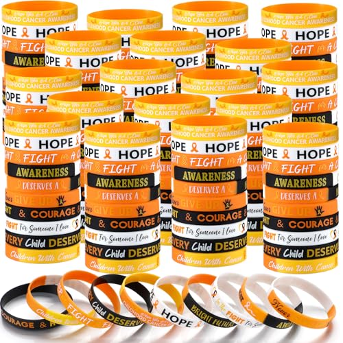 Simgoing 200 Stück Silikon-Armbänder für Kindheitskrebs-Bewusstseinsarmband, Goldband, Krebsprävention, zeigen Sie Ihre Unterstützung für Männer und Frauen von Simgoing