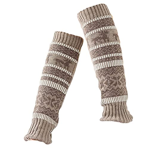 SimidunEUR 1 Paar Warm und Bequem Stulpen Damen Lange Winter Beinwärmer Gestrickt Verdicken Beinstulpen Böhmen,Khaki von SimidunEUR