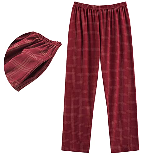 SimidunEUR Herren Schlafanzughose Kariert Pyjamahose Lang Nachtwäsche Hose aus Baumwolle Freizeithose Loungewear Elastischer mit Taschen,Farbe 6,4XL von SimidunEUR
