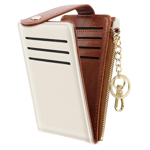 Schlanke RFID-blockierende Geldbörse für Damen, niedlich, klein, mehrere Karten, Organizer, Faltbörse mit Schlüsselanhänger, Cream, with Keychain Schlanke RFID-blockierende Geldbörse für Damen, niedlich, klein, mehrere Karten, Organizer, Faltbörse mit Schlüsselanhänger, Cream, with Keychain von Simikol