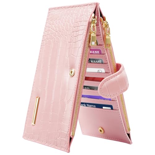 Simikol Geldbörse mit Krokodilmuster für Damen, großes Fassungsvermögen, RFID-blockierend, Multi-Karten-Organizer, Damen-Geldscheinfach, Kartenhalter mit Reißverschlussfach, Kreditkartenhalter für von Simikol