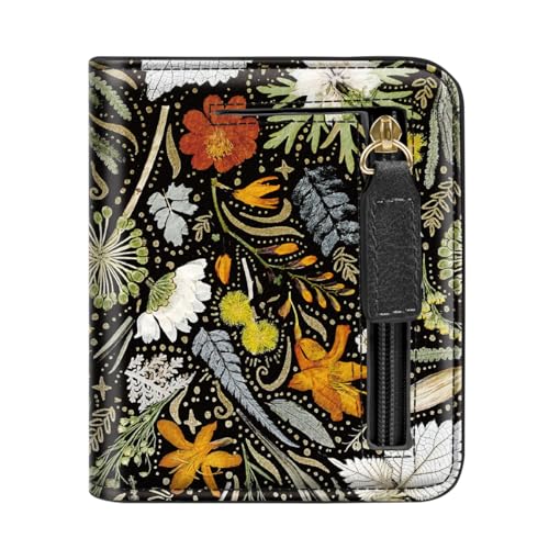 Simikol Kleine RFID-blockierende Geldbörse für Damen, kompakte Falttasche, niedlicher Kreditkartenhalter, Leder-Münzschlitz, Mini-Geldbörse mit Ausweisfenster, getrocknete Blumen, Getrocknete Blumen, von Simikol