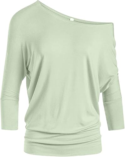 Dolman 3/4 Sleeve Off The Shoulder Drape Top with Banded Waist - Made in USA Dolman 3/4 Sleeve Off The Shoulder Drape Top with Banded Waist - Made in USA von Simlu