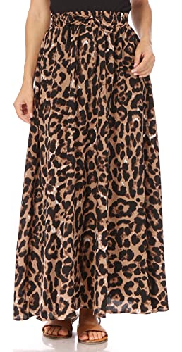 Maxi-Röcke für Damen Reg & Übergröße Damen Lange Röcke, fließend Frühling Winterrock Aline Elastische Hohe Taille Midiröcke, leopard, 3X-Groß von Simlu