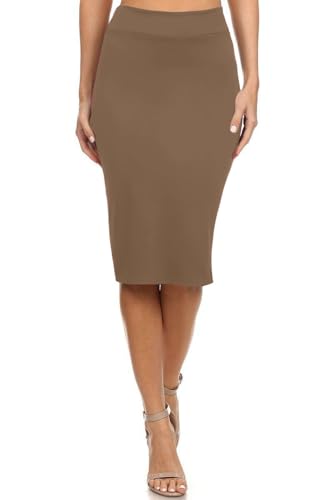 Reg and Plus Size Bleistiftrock für Frauen unter dem Knie, Arbeit, Wochenenden, Date, Nächte, Sexy Büro Business Bodycon Röcke, taupe, Mittel von Simlu