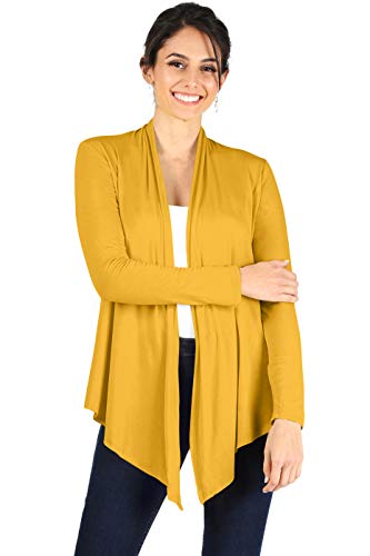 Reguläre und Übergröße Senf Open Front Cardigan Pullover für Frauen Leichte Strickjacke Senf Strickjacken für Frauen (Größe XXLarge, Senf), Senf, XX-Large von Simlu