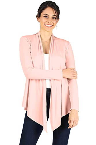 Simlu Cardigan mit offener Vorderseite, für Damen, lange Ärmel, Übergröße, hellrosa Farbe, Groß von Simlu