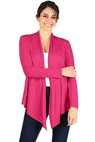 Simlu Cardigan mit offener Vorderseite, für Damen, lange Ärmel, Übergröße - Pink - Mittel von Simlu