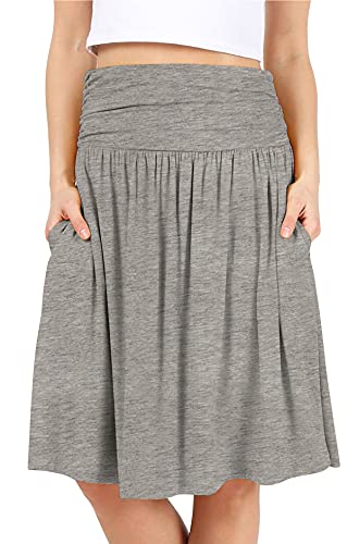 Womens Regular and Plus Size Skirt with Pockets Knee Length Ruched Flowy Skirt - Made in USA von Simlu