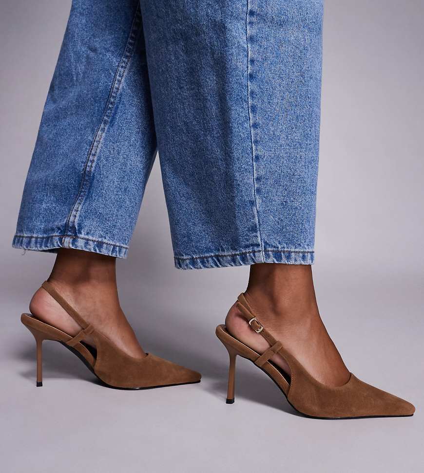 Simmi London - Exmoor - Absatzschuhe aus Wildleder in Hellbraun mit Fersenriemen-Brown von Simmi Wide Fit