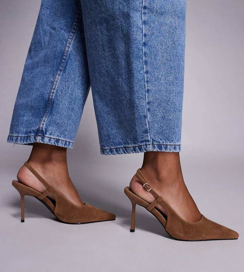 Simmi London - Exmoor - Absatzschuhe aus Wildleder in Hellbraun mit Fersenriemen-Brown von Simmi Wide Fit