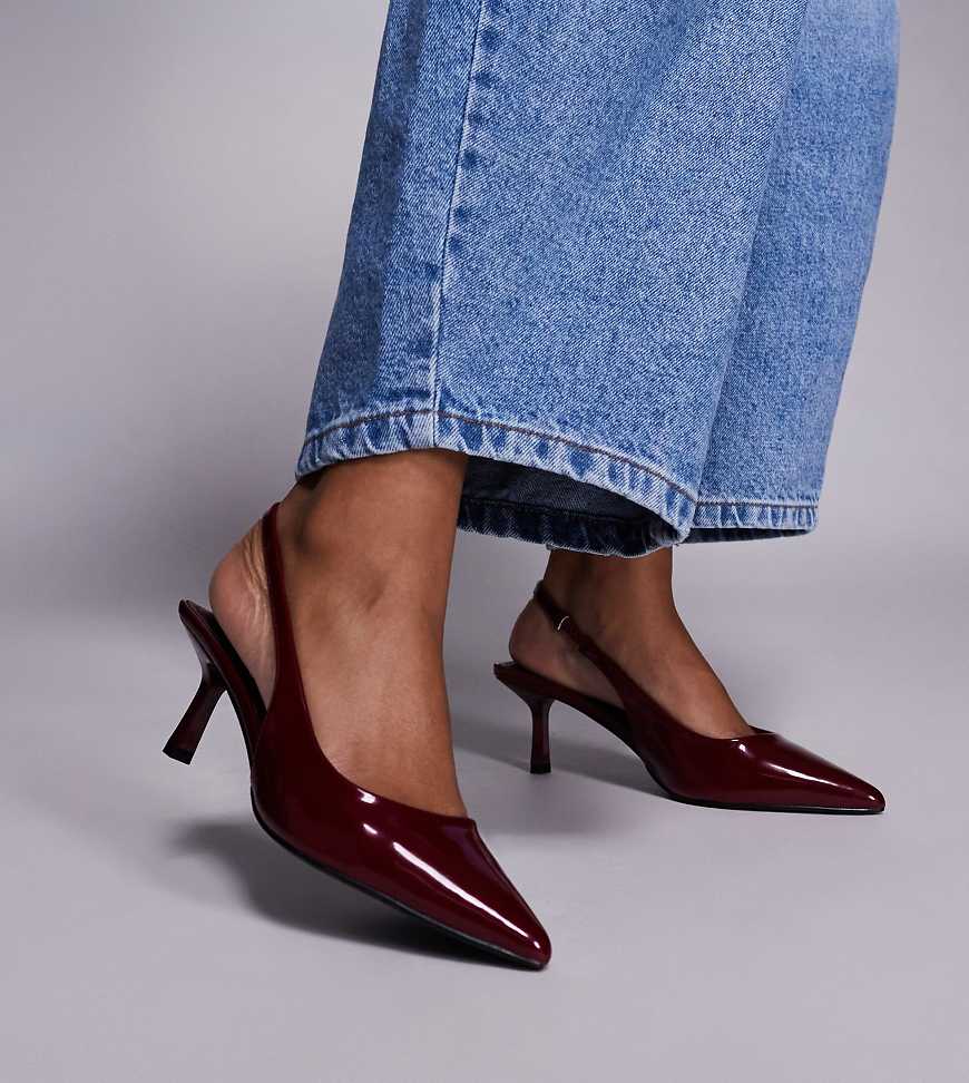 Simmi London - Laena - Schuhe in Burgunderrot mit Fersenriemen und Pfennigabsatz von Simmi Wide Fit