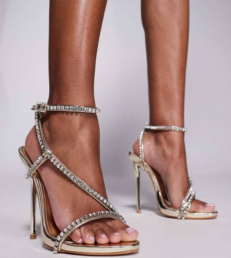 Simmi London Wide Fit - Suvi - Minimalistische Sandaletten in Gold mit Verzierung-Goldfarben von Simmi Wide Fit