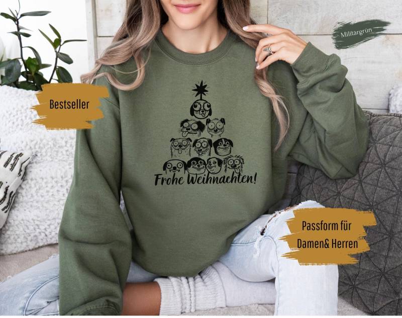Weihnachtspullover Hund | Lustiger Xmas Sweater Mit Hunde Tannenbaum Frohe Weihnachten Geschenk Für Hundefreunde Damen & Herren Geschenkidee von SimmiDesignShop