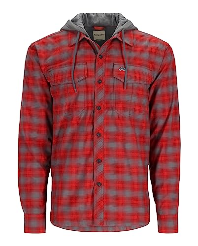Simms Coldweather Herren-Kapuzenpullover, Rotbraun, Karomuster, Größe XXL von Simms