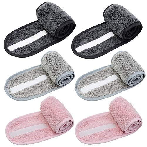 Simnice 6 Pieces Spa Facial Headband Adjustable Head Wraps for women,Makeup Shower Bath Facial Wraps Sports Headband Terry Cloth Adjustable Stretch Towel with Magic Tape von Simnice