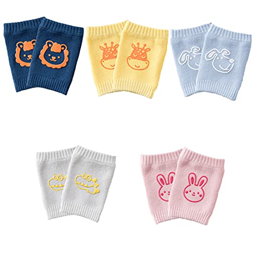 Simoda 5 Paar Baby Krabbel Knieschoner,Elastische Anti-Rutsch Baby Knieschoner, Atmungsaktive Baumwoll-Beinstulpen Set mit Gummipunkten,schützen vor hartem Boden und Kälte von Simoda